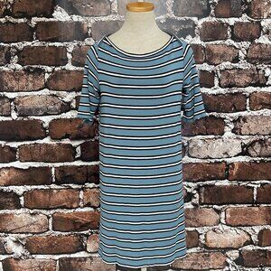 Lou & Grey T-shirt Dress Tunic Blue White Stripes Medium